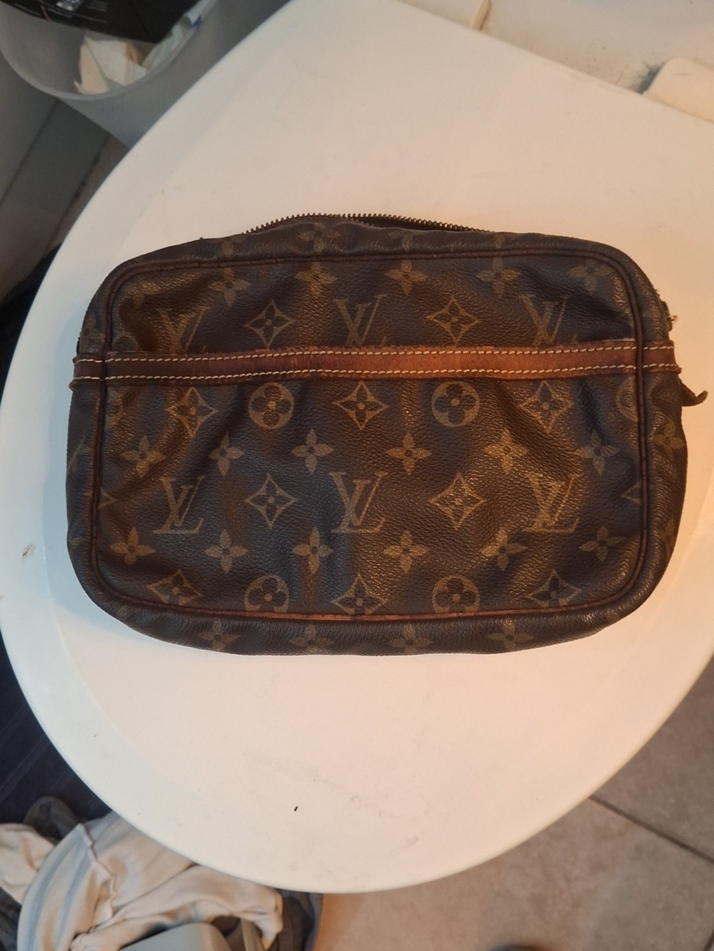 Louis Vuitton Monogram Canvas Toiletry Pouch in Brown Vintage 1980